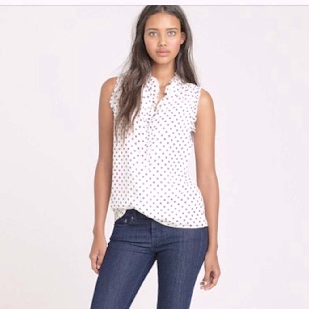 J-Crew polka dot sleeveless blouse